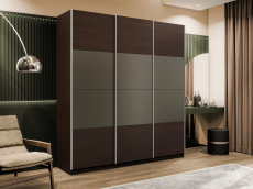 Шкафы-купе 3-х дверные, Шкаф-купе Эста 3-х дверный ДСП/Стекла хаки/Доводчик 240х66х240