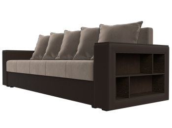 Диван прямой Дубай Лайт полки справа, велюр/экокожа