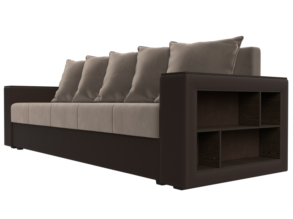 Диваны прямые, Диван прямой Дубай Лайт полки справа, велюр/экокожа