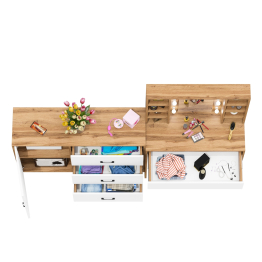 Туалетный столик с подсветкой 115 и комод с дверкой и 3-мя ящиками 122-1204