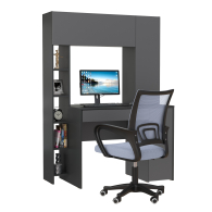 Прямые компьютерные столы, Компьютерный стол Комфорт 12.71 и офисное кресло 103 серого цвета