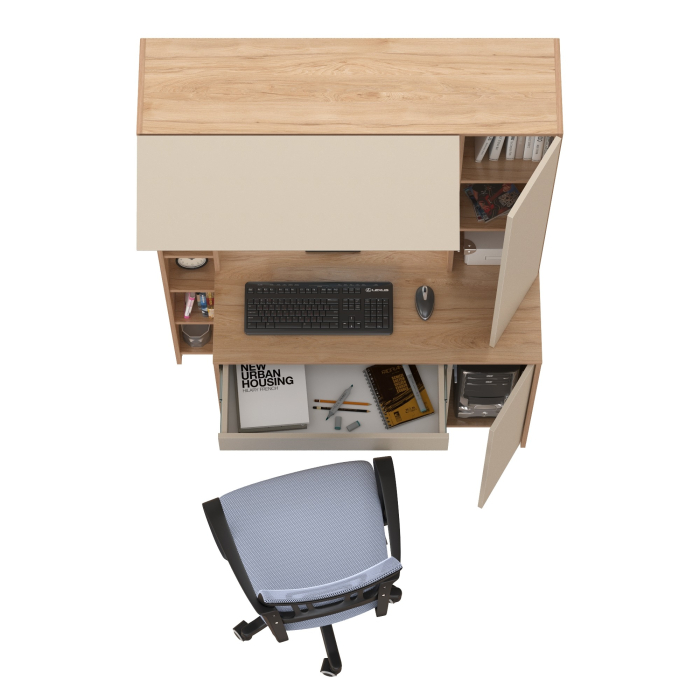 Прямые компьютерные столы, Компьютерный стол Комфорт 12.71 и офисное кресло 103 серого цвета