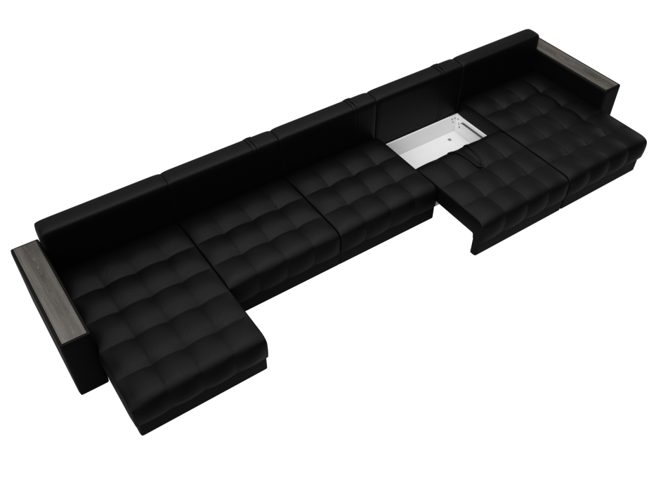 Диваны еврокнижки, Диван П-образный с декором Лига-049 НПБ Мегалонг, велюр TOWER