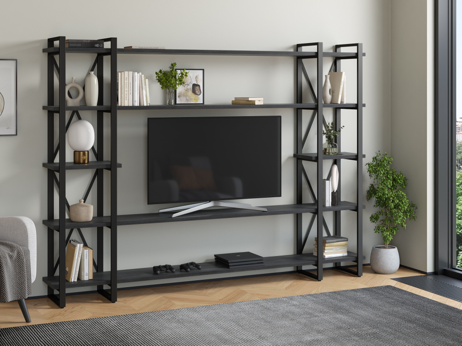 Стеллажи, Стеллаж Айсберг Лофт 240х182-4 v4 черный