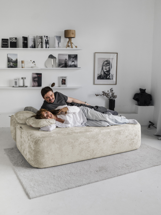 Дизайнерские диваны для гостиной, Бескаркасный диван Бабл, плюше 