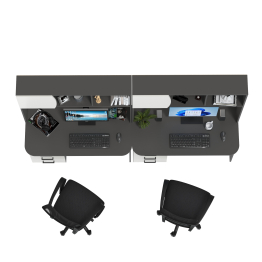 Комплект из двух рабочих столов Сигма и двух компьютерных кресел чёрных