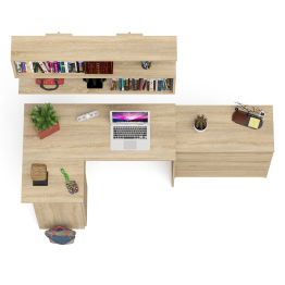 Комод на три ящика Мори МК800.1 с компьютерным столом для работы левый и открытой полкой