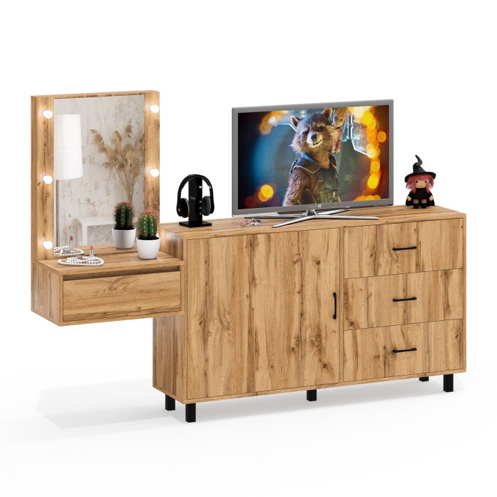 Туалетные столики, Стол косметический навесной с подсветкой и комод 122-1504