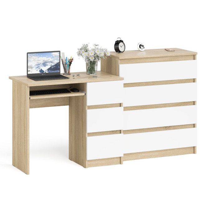 Домашние кабинеты, Стол компьютерный с ящиками МС-6 правый с комодом МК800 4 ящика Мори
