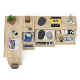 Комод Мори 1200 6 ящиков и компьютерный угловой стол МС-16 правый