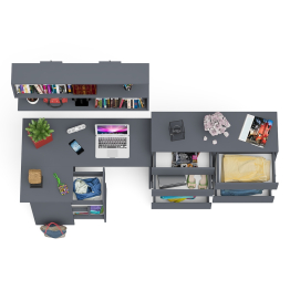 Книжная полка Мори 1200 с комодом 1200.8 и компьютерным столом МС-16 левым