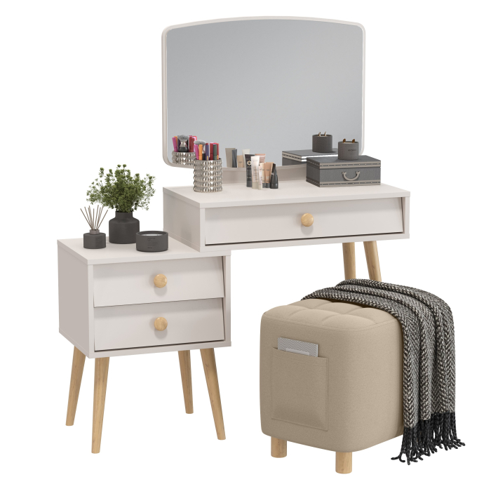 С зеркалом, Пуфик с карманом Вики и косметический столик Афина