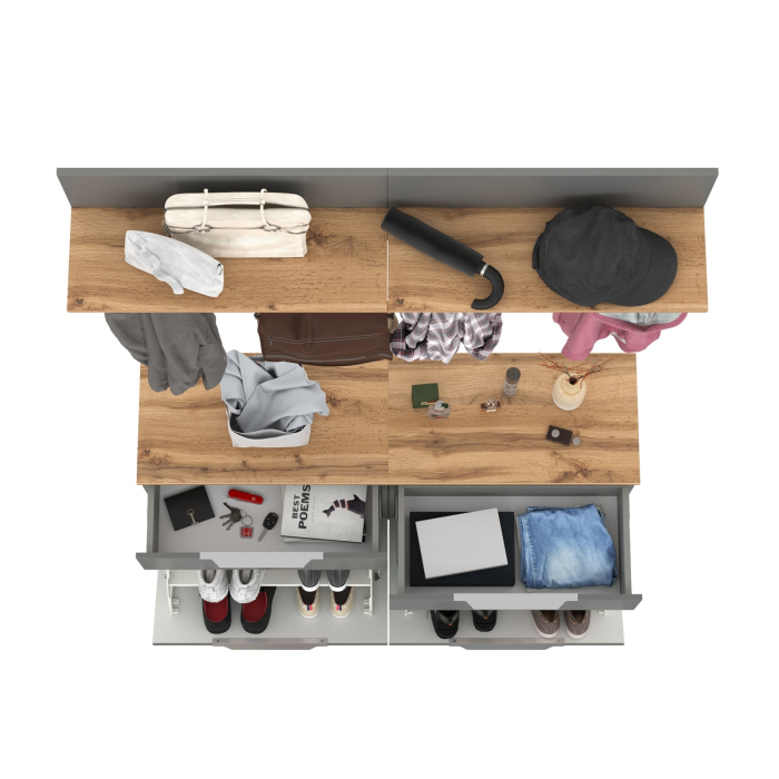 Прихожие, Две тумбы для обуви с ящиком и вешалкой с полкой Октава.