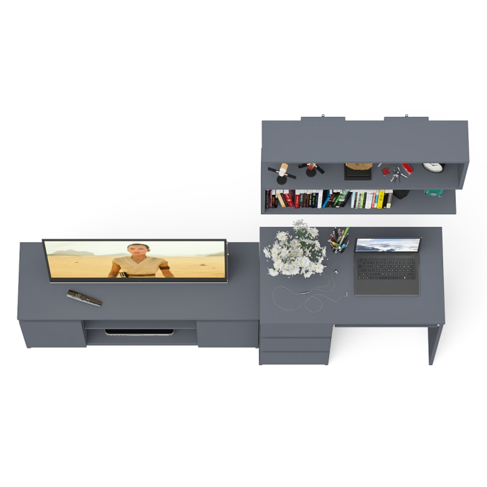 Прямые компьютерные столы, Мори стол компьютерный МС-6 левый с тумбой МТВ1200.1 и навесной открытой полкой