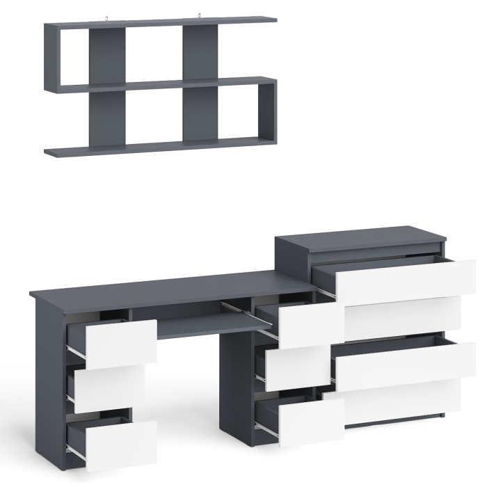 Домашние кабинеты, Стол письменный Мори МС-2 с комодом МК800 4 ящика и полкой 1200