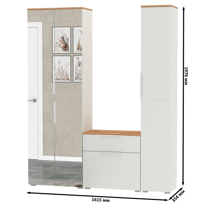 Прихожие, Шкаф с зеркалом и пенал с обувницей Октава