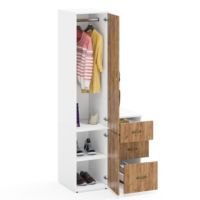 Домашние кабинеты, Тумба с тремя выдвижными ящиками и глубокий пенал с дверками Лидер-8