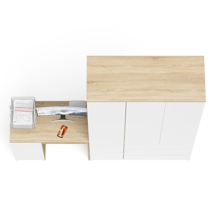 Домашние кабинеты, Компьютерный стол с тумбой с дверкой и ящиком левый и шкаф-комод Мори МШ1200-1