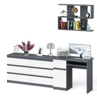 Прямые компьютерные столы, Компьютерный стол МС-1 левый с широким комодом МК1380-6 и полкой Мори 900