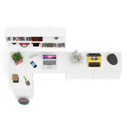 Стол компьютерный угловой МС-16 левый Мори с полкой для книг и широким комодом