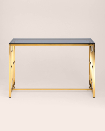 Консоль БРУКЛИН 120х40 (Стекло smoke/Сталь золото)