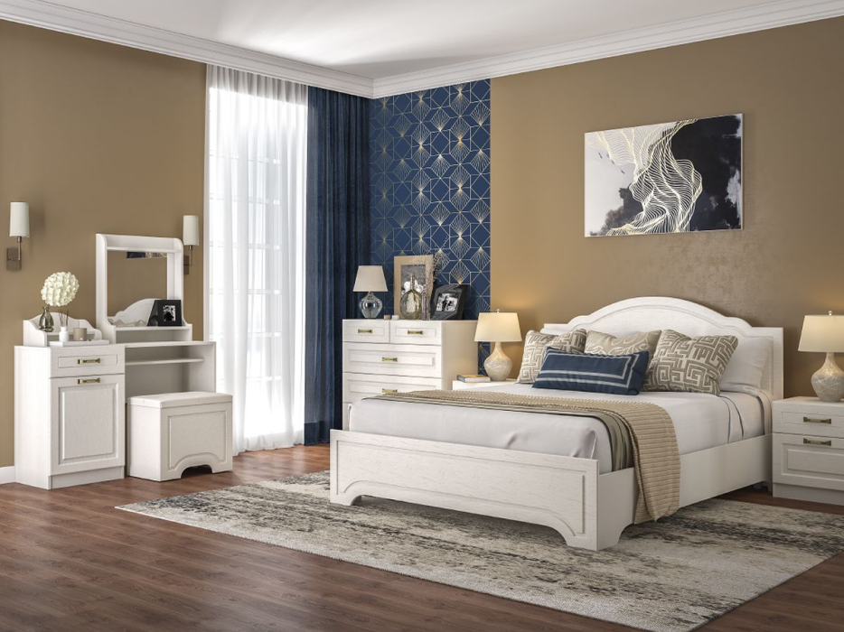 Кровати, Ливерпуль Кровать 11.08 + основание + ножки, цвет ясень ваниль/белый