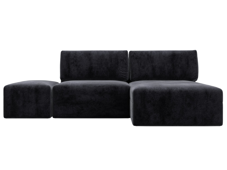 Диваны угловые в гостиную, Диван угловой модульный с пуфом Лига-060 НПБ угол универсальный, велюр TOWER