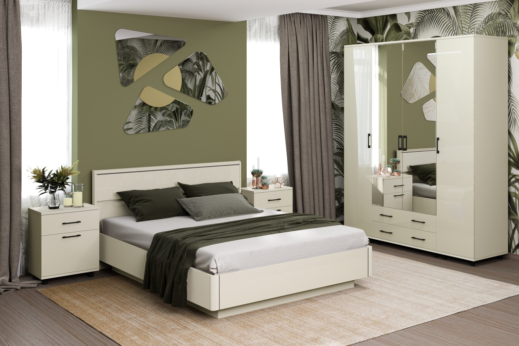 Спальные гарнитуры, Модульная спальня Грейс композиция 6  Серый Кашемир