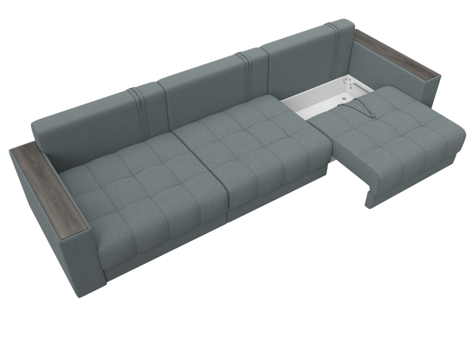 Дизайнерские диваны для гостиной, Диван прямой с декором Лига-049 НПБ Лонг, рогожка Амур