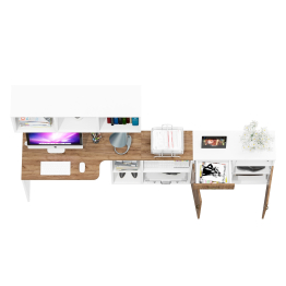 Стол Лидер-8 с навесной открытой полкой и двумя тумбами