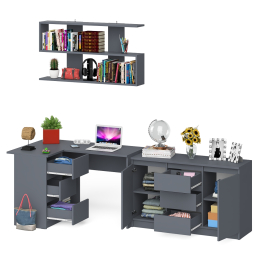 Угловой компьютерный стол Мори МС-16 левый с верхней полкой и тумбой-комодом 1200-3