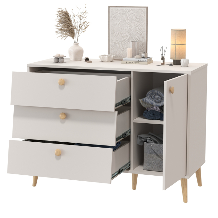 Комоды, Комод с дверкой и тремя ящиками Афина 4-44901