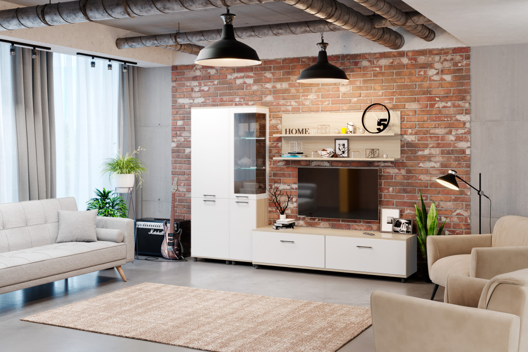 Стенки для гостиной, Модульная гостиная Грейс композиция 2  Ясень Асахи