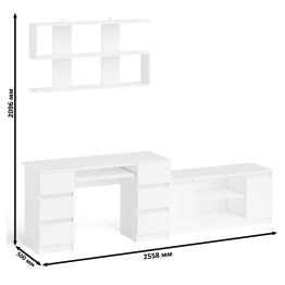 Письменный стол Мори МС-2 с ТВ-тумбой 1200 и навесной полкой 1200
