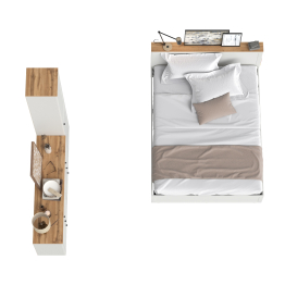 Комод шесть ящиков Остин с кроватью 1600 с основанием и пеналом с полками