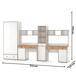 Вуди Компоновка № 32 белый премиум/дуб крафт золотой, 351х52,7х205 см, ун.сб.