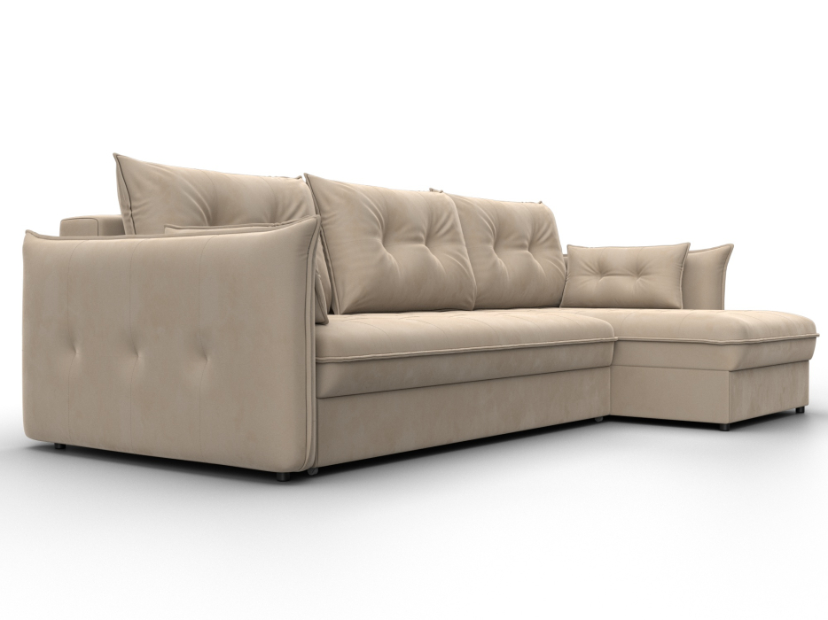 Диваны угловые в гостиную, Диван угловой Лига-100 НПБ угол универсальный, велюр SEVEN