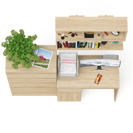 Стол компьютерный Мори с тумбой слева с высоким комодом МК700-5 и полкой 900