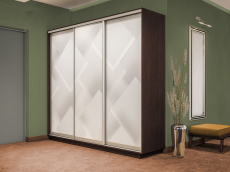 Шкафы-купе 3-х дверные, Шкаф-купе Экспресс 3-х дверный Фотопечать Квадрат Стекла 240х60х220