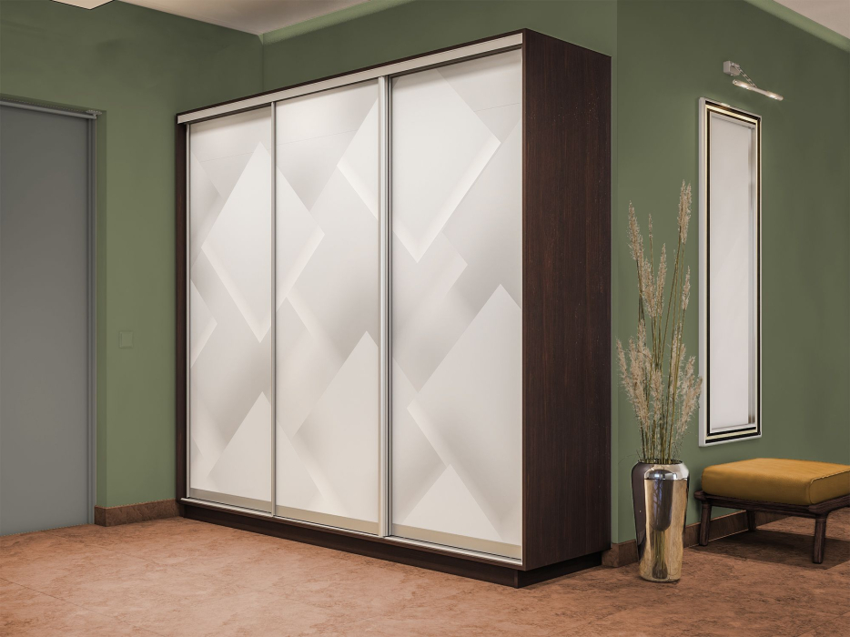 Шкафы-купе 3-х дверные, Шкаф-купе Экспресс 3-х дверный Фотопечать Квадрат Стекла 240х60х220