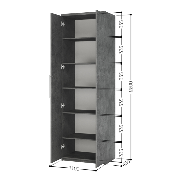 Для одежды, Шкаф с полками Мелодия МП-21 110х45