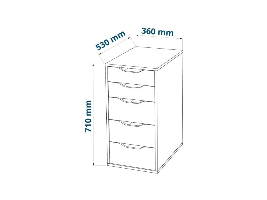 Комоды, Комод Ингар 5 36x71x53 серо-бирюзовый