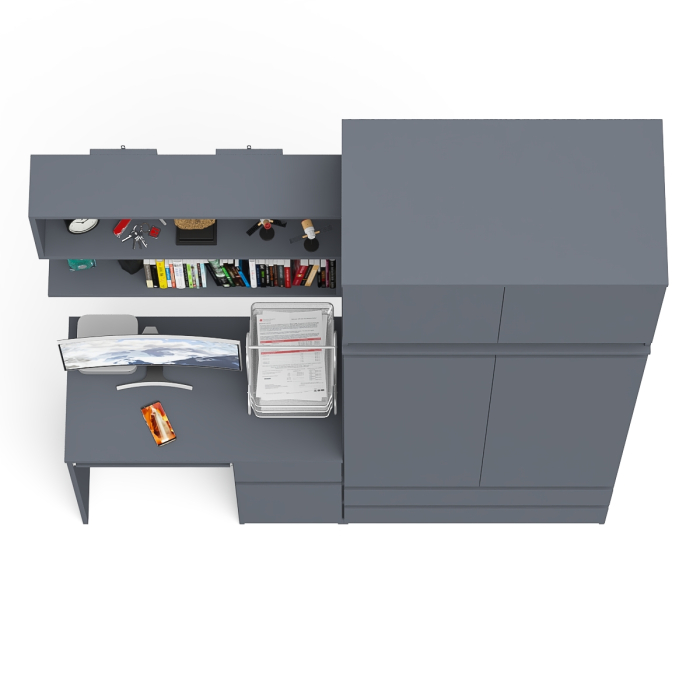 Домашние кабинеты, Шкаф с антресолью Мори МА900.1 с компьютерным столом МС-1 правым и книжной полкой