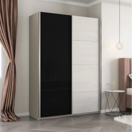 Шкаф-купе Прайм 2-х дверный ДСП/Стекло черное/Доводчики 120х57х230
