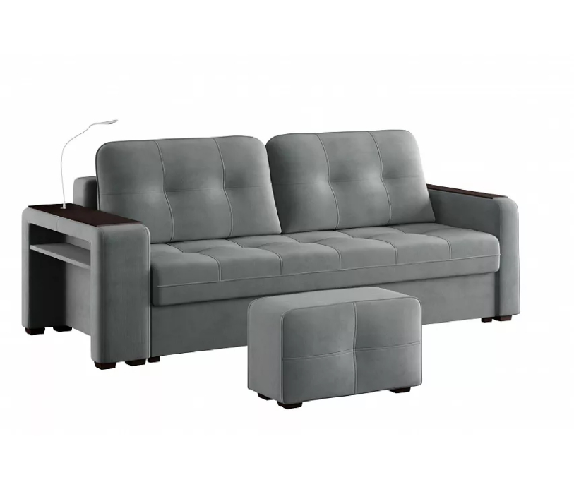 Диваны с ящиком для белья, Диван-кровать прямой Smart 4 пуф слева Велюр