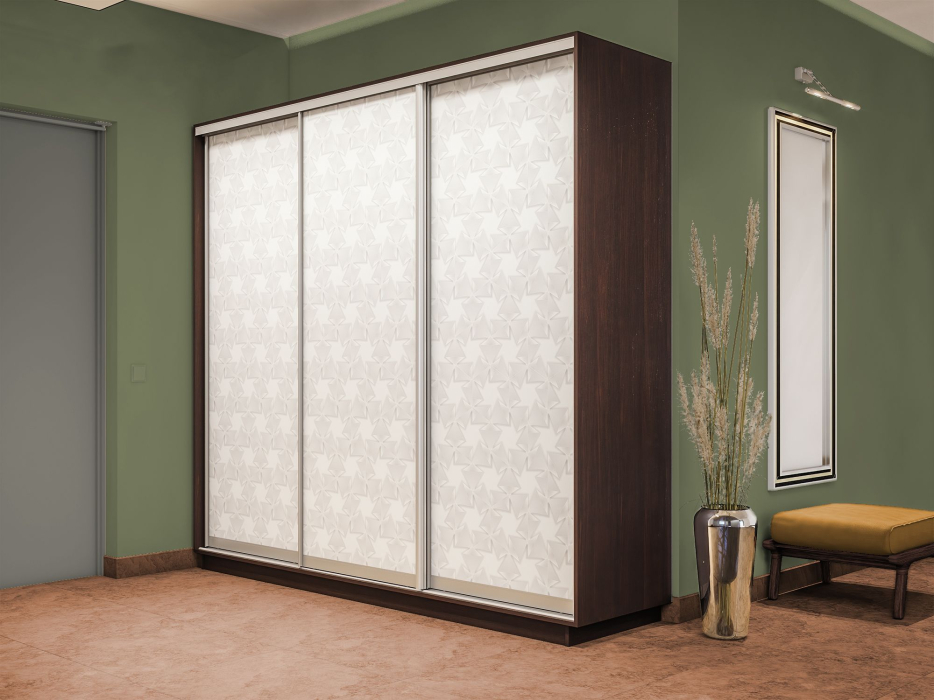 Шкафы-купе 3-х дверные, Шкаф-купе Экспресс 3-х дверный Фотопечать Калейдоскоп Стекла 210х60х220