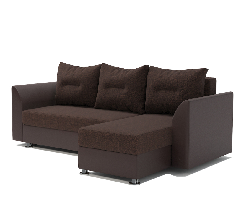 Диваны угловые в гостиную, Угловой диван Ария Скала правый, рогожка / экокожа