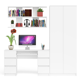 Платяной шкаф две двери Мори МШ800.1 с компьютерным столом и полкой навесной