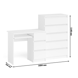 Высокий комод Мори на 700 5 ящиков и компьютерный стол Мори МС-6 тумба справа