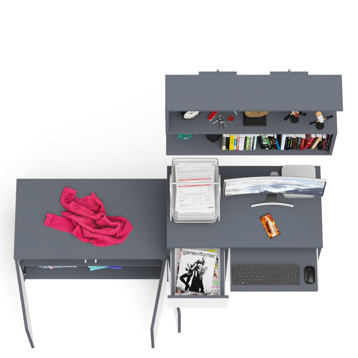 Прямые компьютерные столы, Компьютерный стол Мори МС-1 левый с тумбой две дверки и полкой